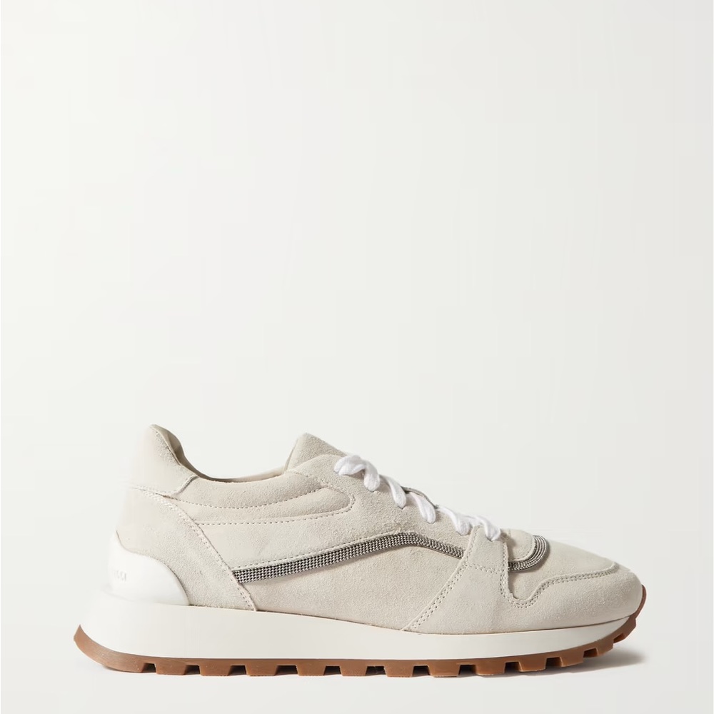 NWT BRUNELLO CUCINELLI - Bead-embellished suede sneakers (37 / Size 7)